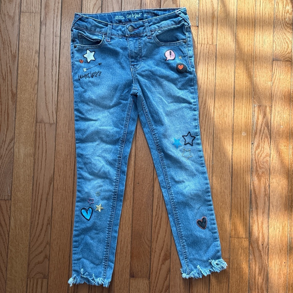 Cat & Jack Light Blue Embroidered Girls' Denim Jeans